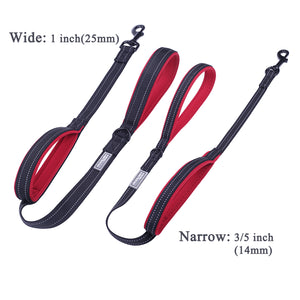VIVAGLORY Dog Leash Traffic Padded Two Handles, Heavy Duty Reflective Leashes for Control Safety Training, Walking Lead for Small to Large Dogs