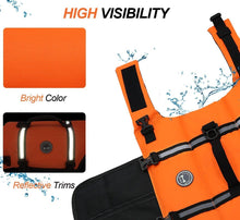 Load image into Gallery viewer, Vivaglory Ripstop Dog Life Vest, Reflective &amp; Adjustable Life Jacket for Dogs with Rescue Handle for Swimming &amp; Boating