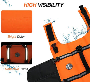 Vivaglory Ripstop Dog Life Vest, Reflective & Adjustable Life Jacket for Dogs with Rescue Handle for Swimming & Boating