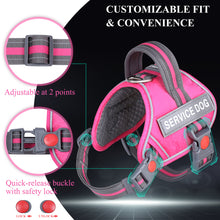 Load image into Gallery viewer, VIVAGLORY new Service Dog Vest, No Pull Dog Safety Harness with Padded Handle and Leash Clip for Comfy Control, Reflective Breathable Training Pet Vest with Removable Patches, Adjustable Fit