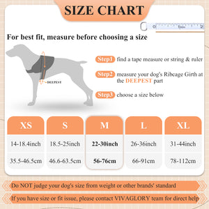VIVAGLORY new Service Dog Harness, No Pull Adjustable Pet Vest Harness with Padded Handle, Reflective Training Vest Comfort Fit with 4 PCS Removable Patches for Small Medium Large Dogs, Easy On & Off