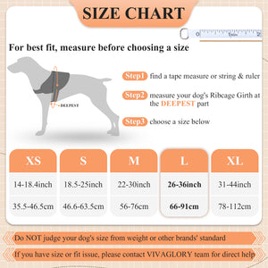 VIVAGLORY new Service Dog Harness, No Pull Adjustable Pet Vest Harness with Padded Handle, Reflective Training Vest Comfort Fit with 4 PCS Removable Patches for Small Medium Large Dogs, Easy On & Off