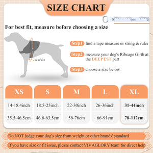 VIVAGLORY new Service Dog Harness, No Pull Adjustable Pet Vest Harness with Padded Handle, Reflective Training Vest Comfort Fit with 4 PCS Removable Patches for Small Medium Large Dogs, Easy On & Off