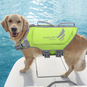 VIVAGLORY Neoprene Dog Life Jacket Reflective & Adjustable Life Vest with Superior Buoyancy and Rescue Handle for Swimming & Boating