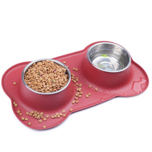 Load image into Gallery viewer, Vivaglory Dog Bowls Stainless Steel Water and Food Puppy Cat Bowls with Non Spill Skid Resistant Silicone Mat