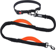 Load image into Gallery viewer, VIVAGLORY New Hands Free Dog Leash with Dual Wavelength Bungees for Medium Large Dogs, Double Handle Reflective Waist Leash for Training Running Walking