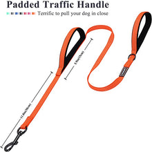 Load image into Gallery viewer, VIVAGLORY Dog Leash Traffic Padded Two Handles, Heavy Duty Reflective Leashes for Control Safety Training, Walking Lead for Small to Large Dogs