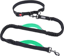 Load image into Gallery viewer, VIVAGLORY New Hands Free Dog Leash with Dual Wavelength Bungees for Medium Large Dogs, Double Handle Reflective Waist Leash for Training Running Walking