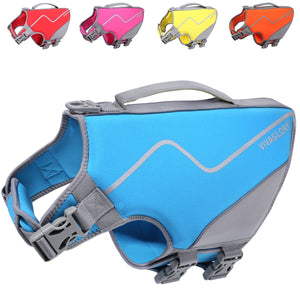 Vivaglory New Neoprene Sports Style Dog Life Jackets, Snug & Safer Dog Life Vest with Superior Buoyancy & Rescue Handle