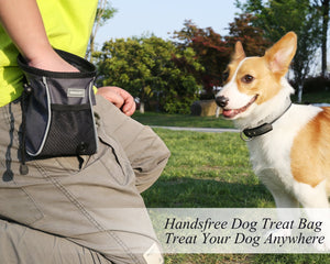 Vivaglory Dog Treat Bag, Hands-Free Puppy Training Pouch with Adjustable Waistband and Built-in Dog Waste Bag Dispenser