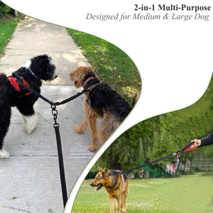 VIVAGLORY Double Dog Leash, No Pull & Tangle Free Bungee Leash for Two Dogs with Traffic Handles Reflective for Medium to Large Dogs for Daily Walking & Training