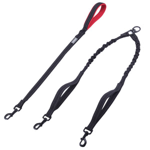 VIVAGLORY Double Dog Leash, No Pull & Tangle Free Bungee Leash for Two Dogs with Traffic Handles Reflective for Medium to Large Dogs for Daily Walking & Training