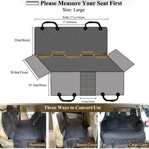 Vivaglory Dog Seat Covers, Mesh Visual Window with Extra Strap & Buckles for Safety, Durable & Quilted Dog Car Hammock with Side Flaps, Universal fit for Most Cars