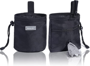VIVAGLORY Dog Treat Bag, Hands-Free Puppy Training Pouch with Adjustable Waistband and Built-in Dog Waste Bag Dispenser