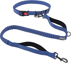 VIVAGLORY Hands Free Dog Leash with Dual Advanced Anti-Shock Bungees and Padded Handles, Reflective Waist Running Leash with Adjustable Belt for Training Jogging for Medium Large Dogs