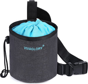 VIVAGLORY Dog Treat Bag, Hands-Free Puppy Training Pouch with Adjustable Waistband and Built-in Dog Waste Bag Dispenser