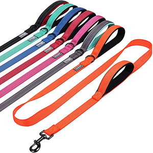 VIVAGLORY Dog Leash Traffic Padded Two Handles, Heavy Duty Reflective Leashes for Control Safety Training, Walking Lead for Small to Large Dogs